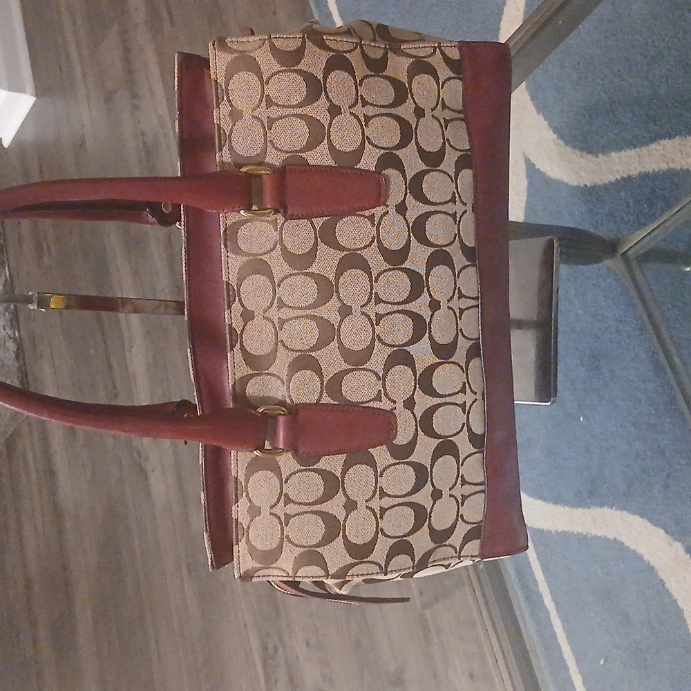 Coach Brooke Carryall Red and Tan Shoulder Bag - Picture 7 of 13